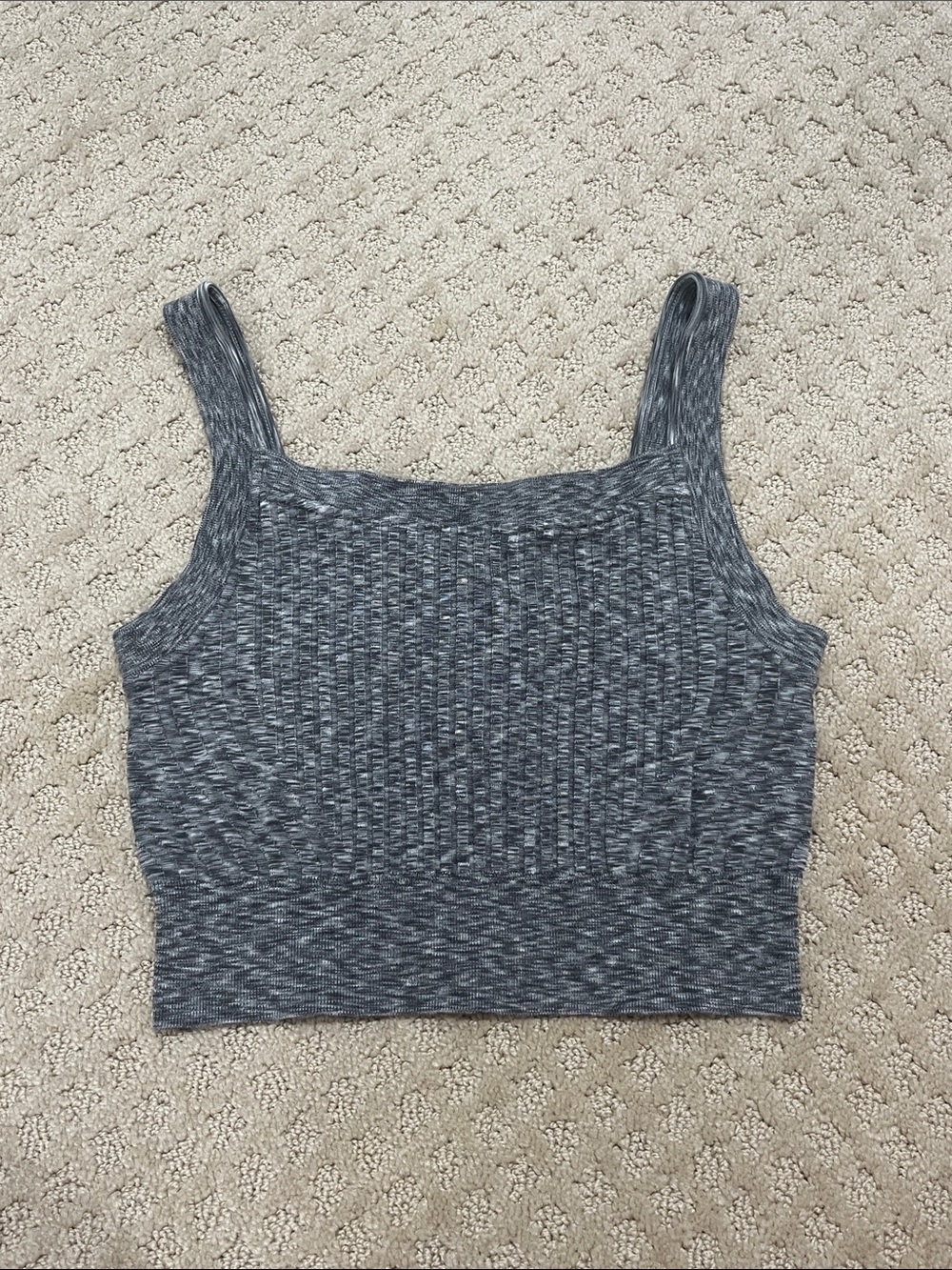 Athleta Heathered Charcoal Ribbed Crop Tank